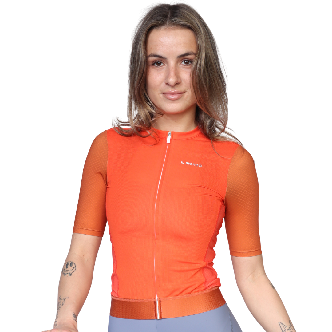 Il Biondo Vento Kortærmet Cykeltrøje Deep Orange - Dame