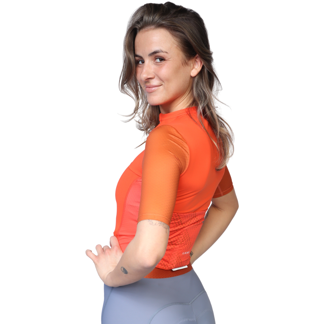 Il Biondo Vento Kortærmet Cykeltrøje Deep Orange - Dame