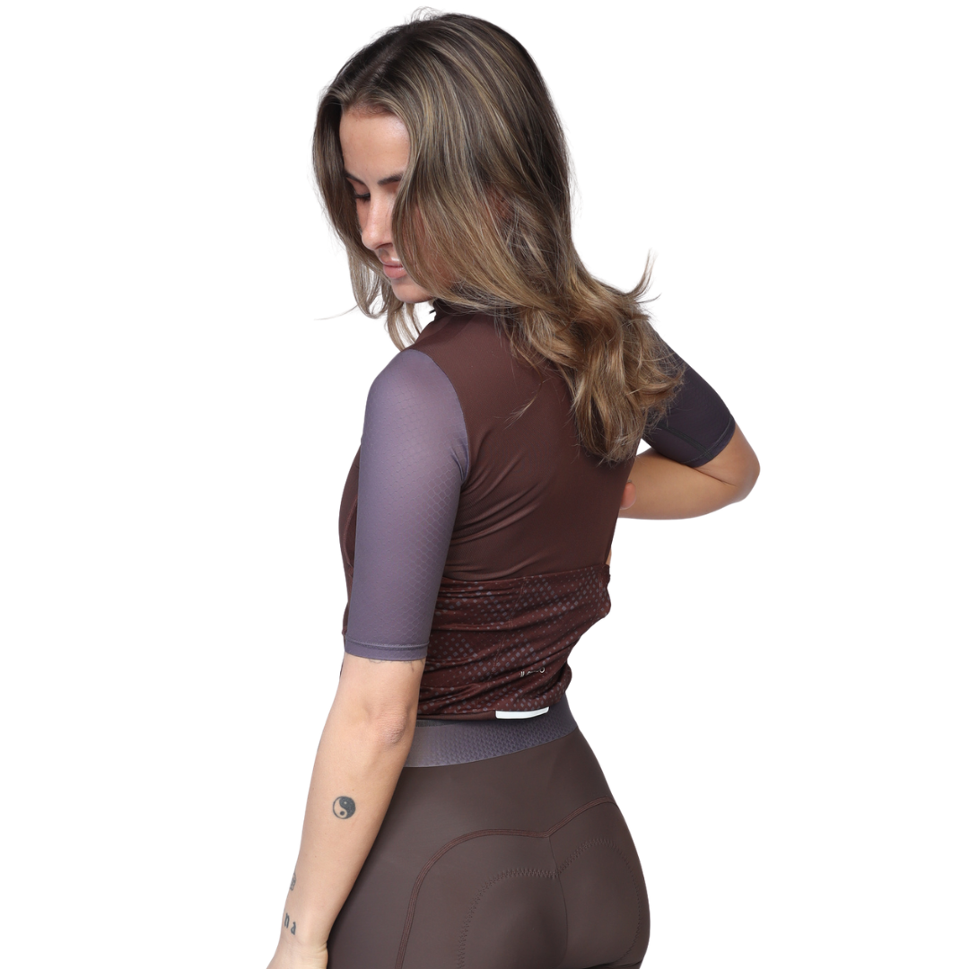 Il Biondo Vento Kortærmet Cykeltrøje Dame - Coffee Brown