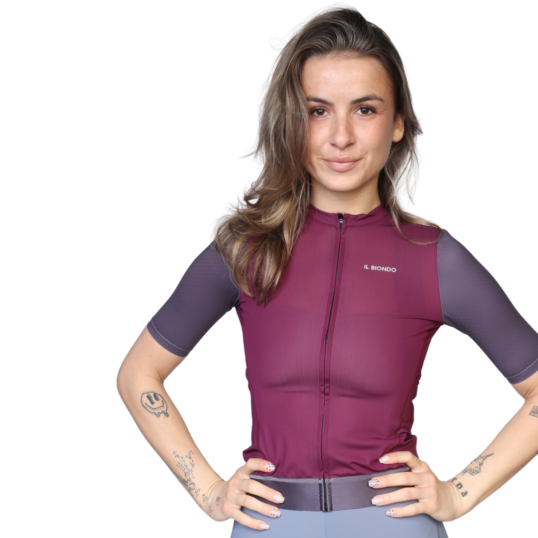 Il Biondo Vento Kortærmet Cykeltrøje Dame - Plum