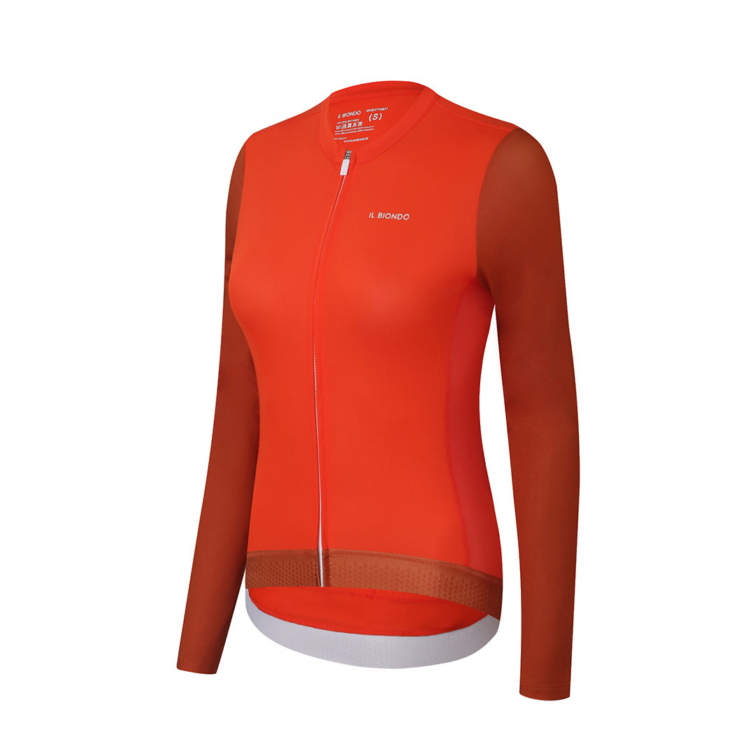 Il Biondo Vento Langærmet Cykeltrøje Dame - Deep Orange