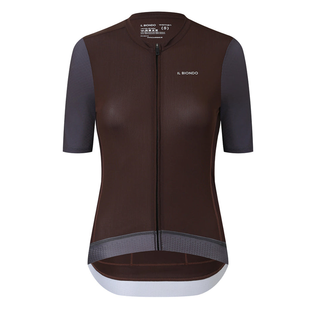 Il Biondo Vento Kortærmet Cykeltrøje Dame - Coffee Brown