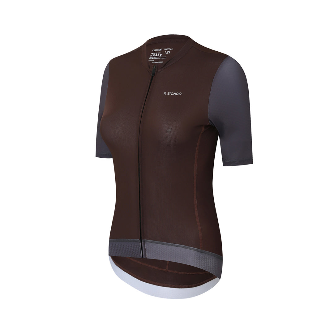Il Biondo Vento Kortærmet Cykeltrøje Dame - Coffee Brown