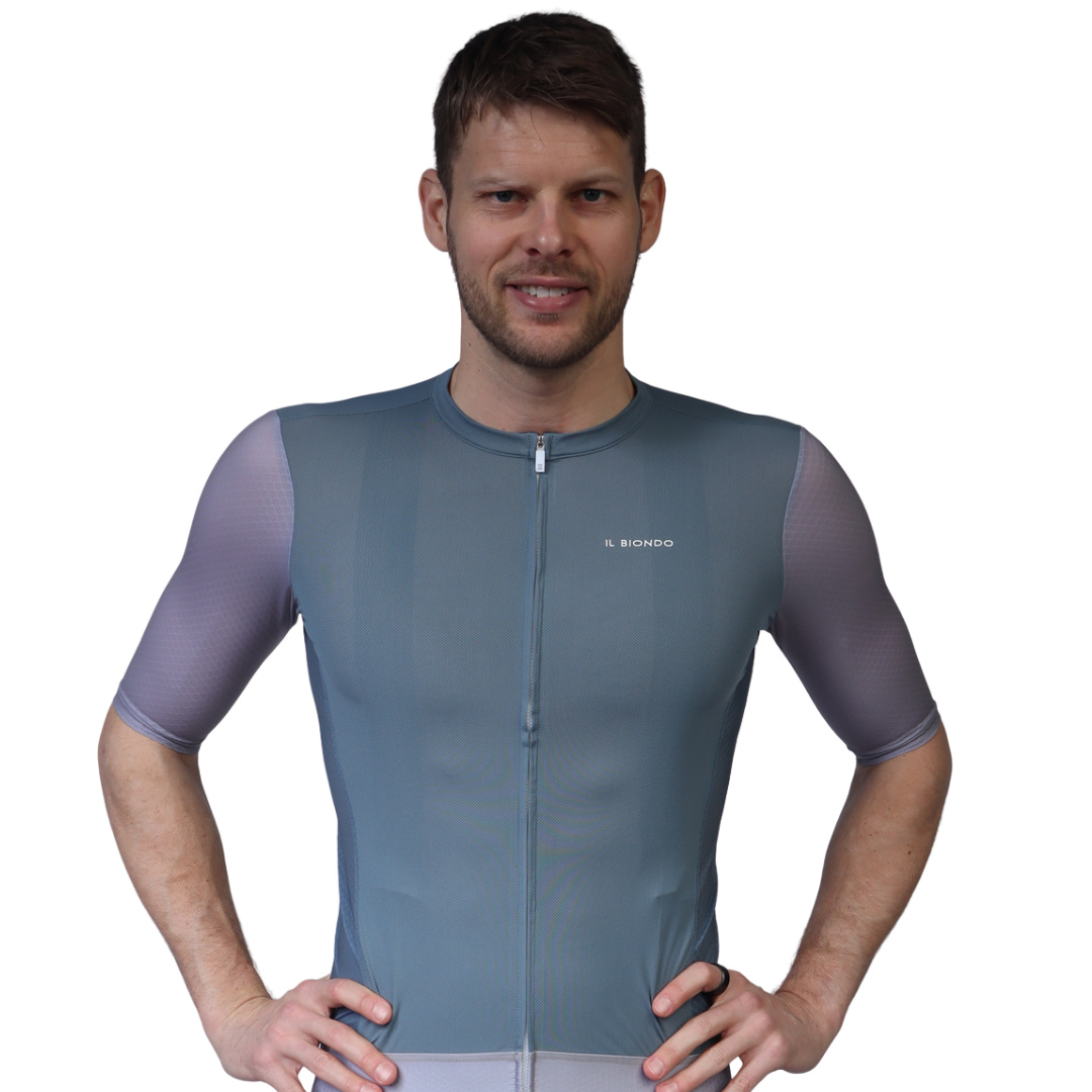 Il Biondo Vento Kortærmet Cykeltrøje Herre - Stone Blue