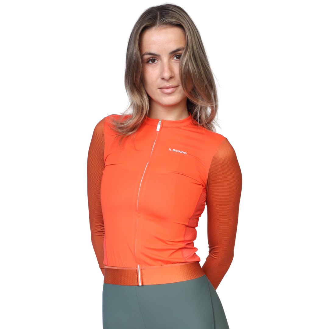 Il Biondo Vento Langærmet Cykeltrøje Dame - Deep Orange