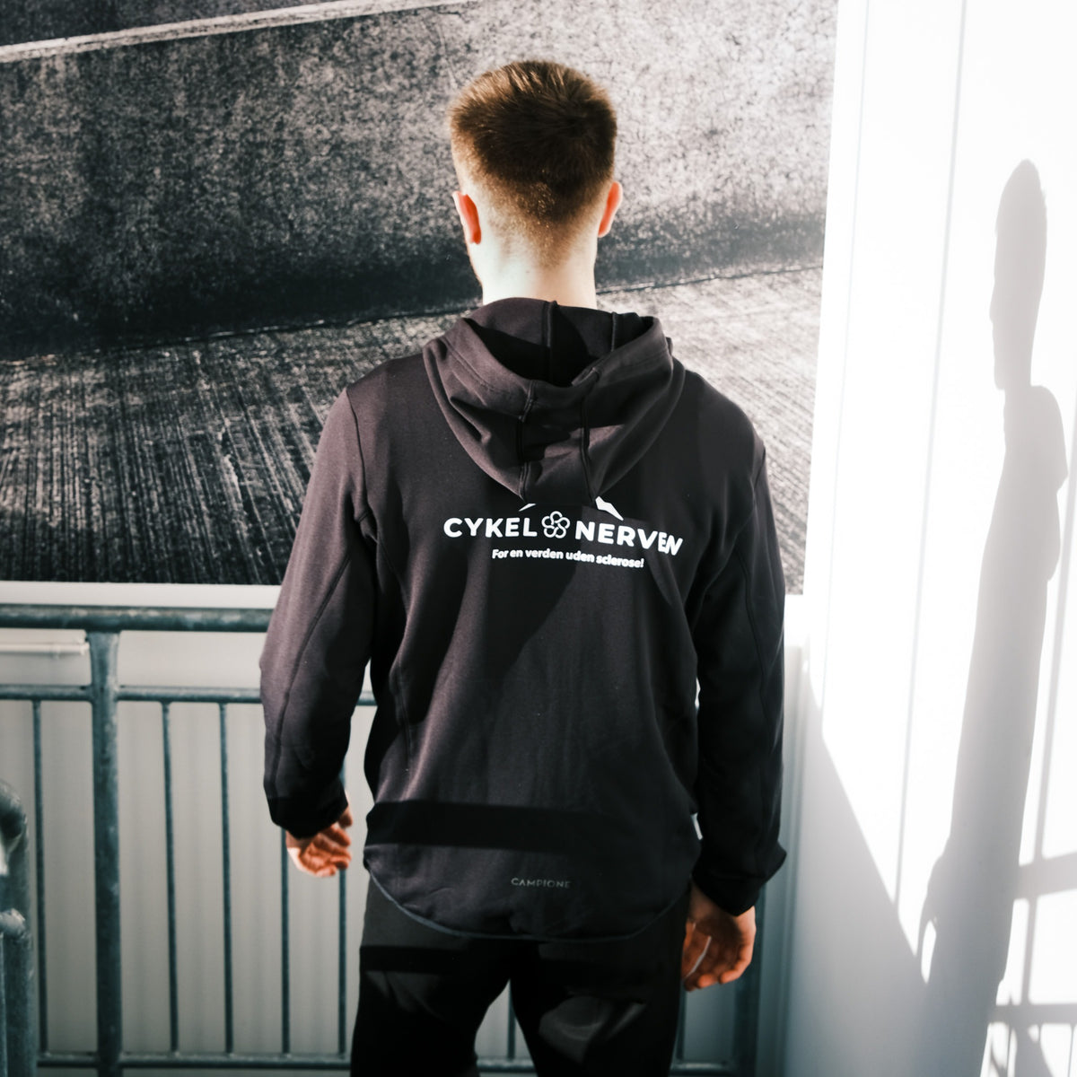 Campione X Cykelnerven: Hoodie med Lynlås - Sort