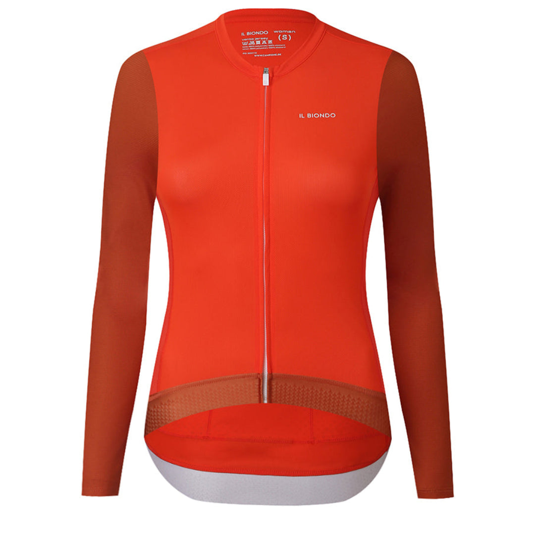 Il Biondo Vento Langærmet Cykeltrøje Dame - Deep Orange