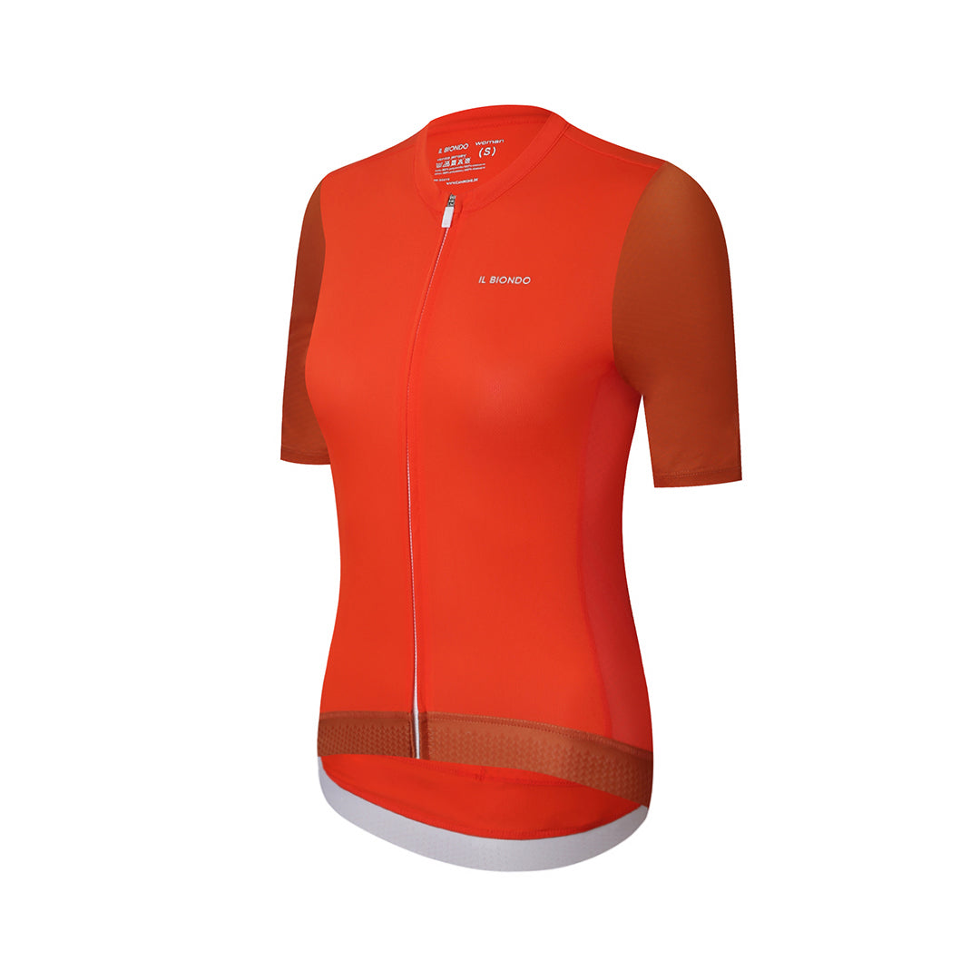 Il Biondo Vento Kortærmet Cykeltrøje Deep Orange - Dame